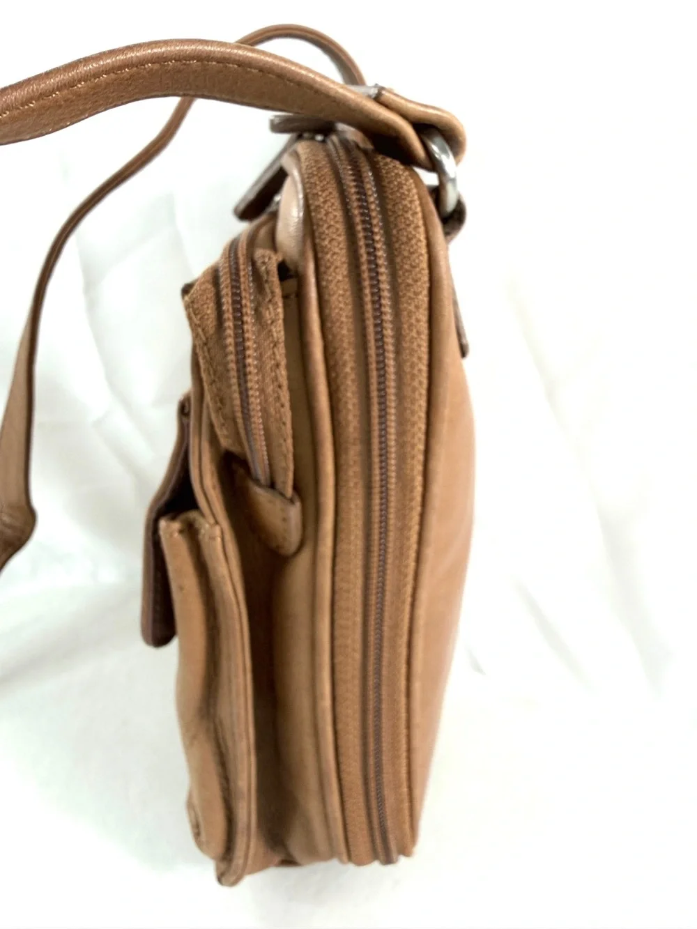 Fossil Tan Textured Leather Small Shoulder Crossbody Bag Organizer sl8751